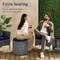 Best Choice Products Round Wicker Ottoman, Multipurpose Furniture w/ Removable Cushion, Steel Frame